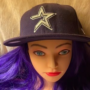 Mens Astros blue hat/white star- newer cap.com, sz.-7-1/2. new with defects